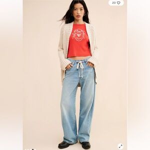 Free People Cream Open-Front Cardigan